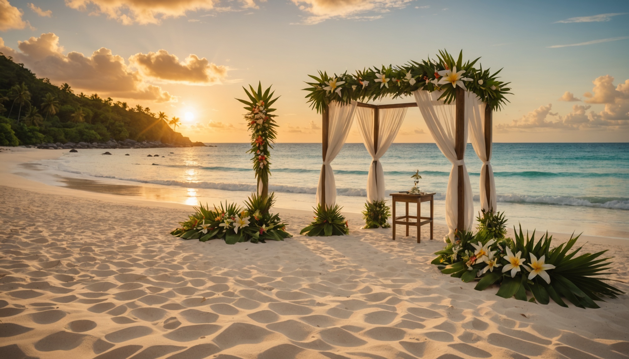 Cérémonie romantique sur une plage des Seychelles  
Ambiance tropicale pour un mariage inoubliable