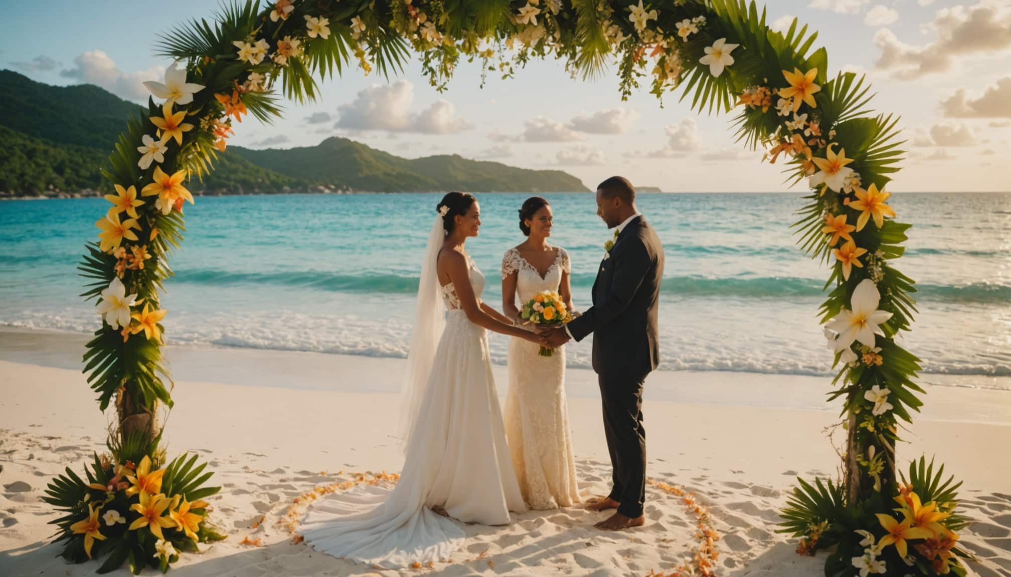 Coiffure et maquillage de mariage aux Seychelles