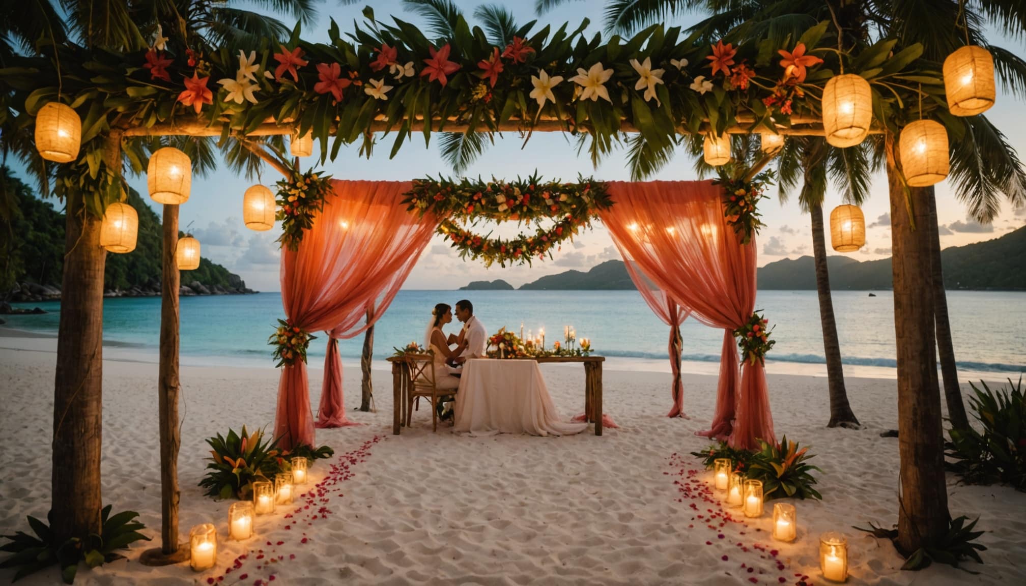 Ambiance romantique pour un mariage aux Seychelles