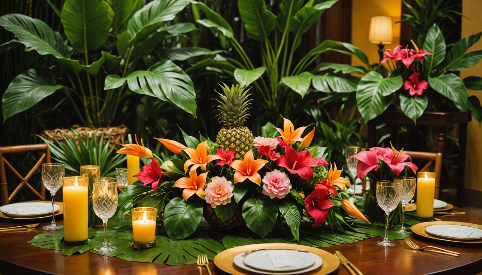 Décoration tropicale pour un mariage coloré